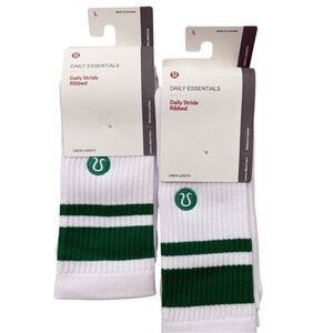 NWT 2 Pair lululemon athletica Daily Stride Casual Socks White with Green